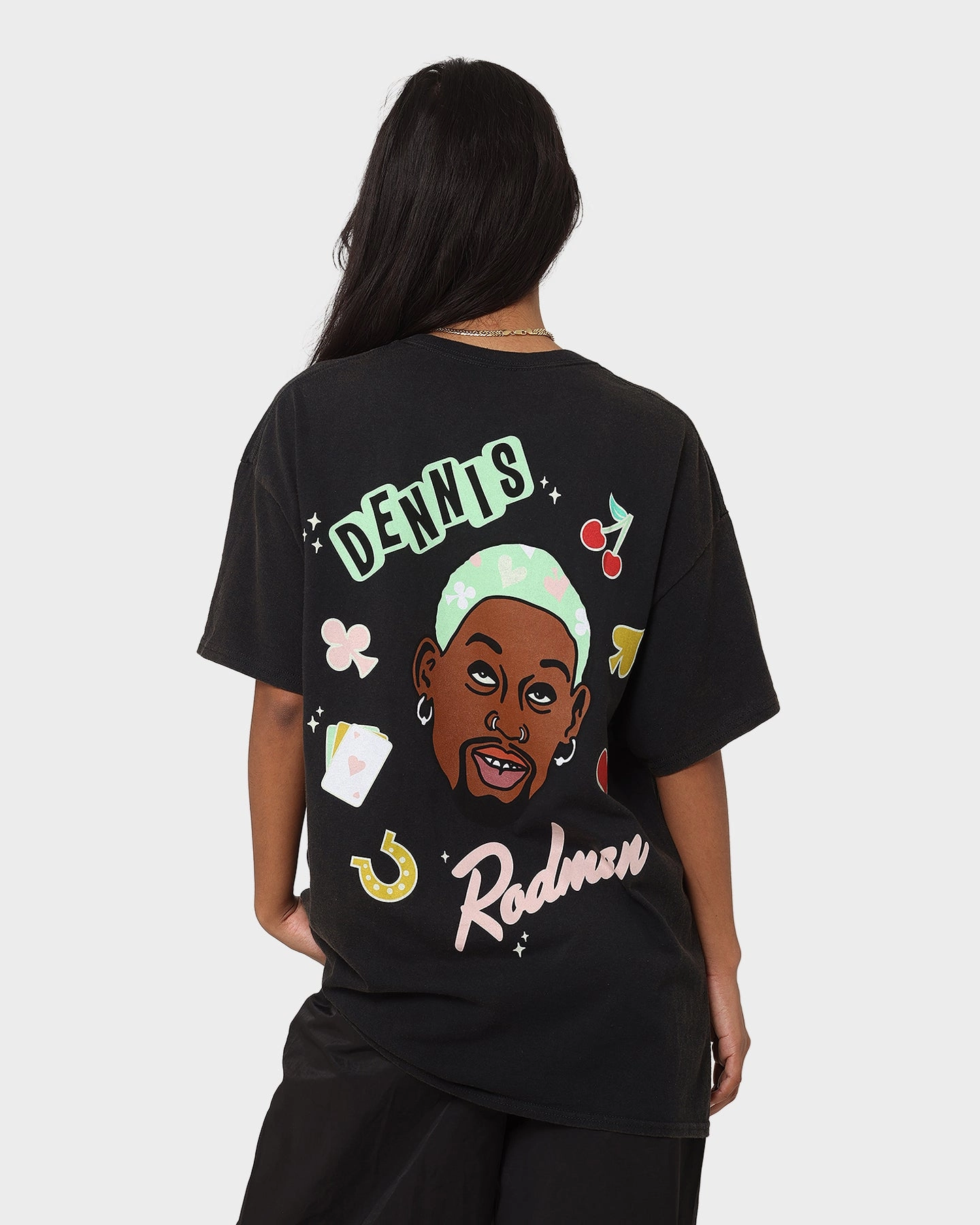Set In Sleeve Rodman Brand 48 Hours In Vegas Vintage T-Shirt Black Wash