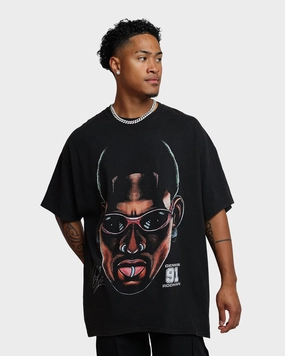 NeutralTonesCollection Rodman Brand 91 Face Vintage T-Shirt Washed Black