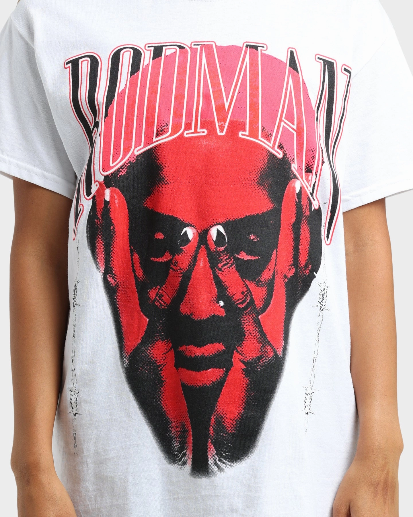 timeless Rodman Brand Barbwire Pink Vintage T-Shirt White