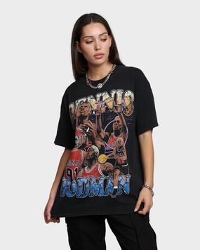 Rodman Brand Cartoon Vintage T-Shirt Washed Black Chic Style Trend Minimalist Layer