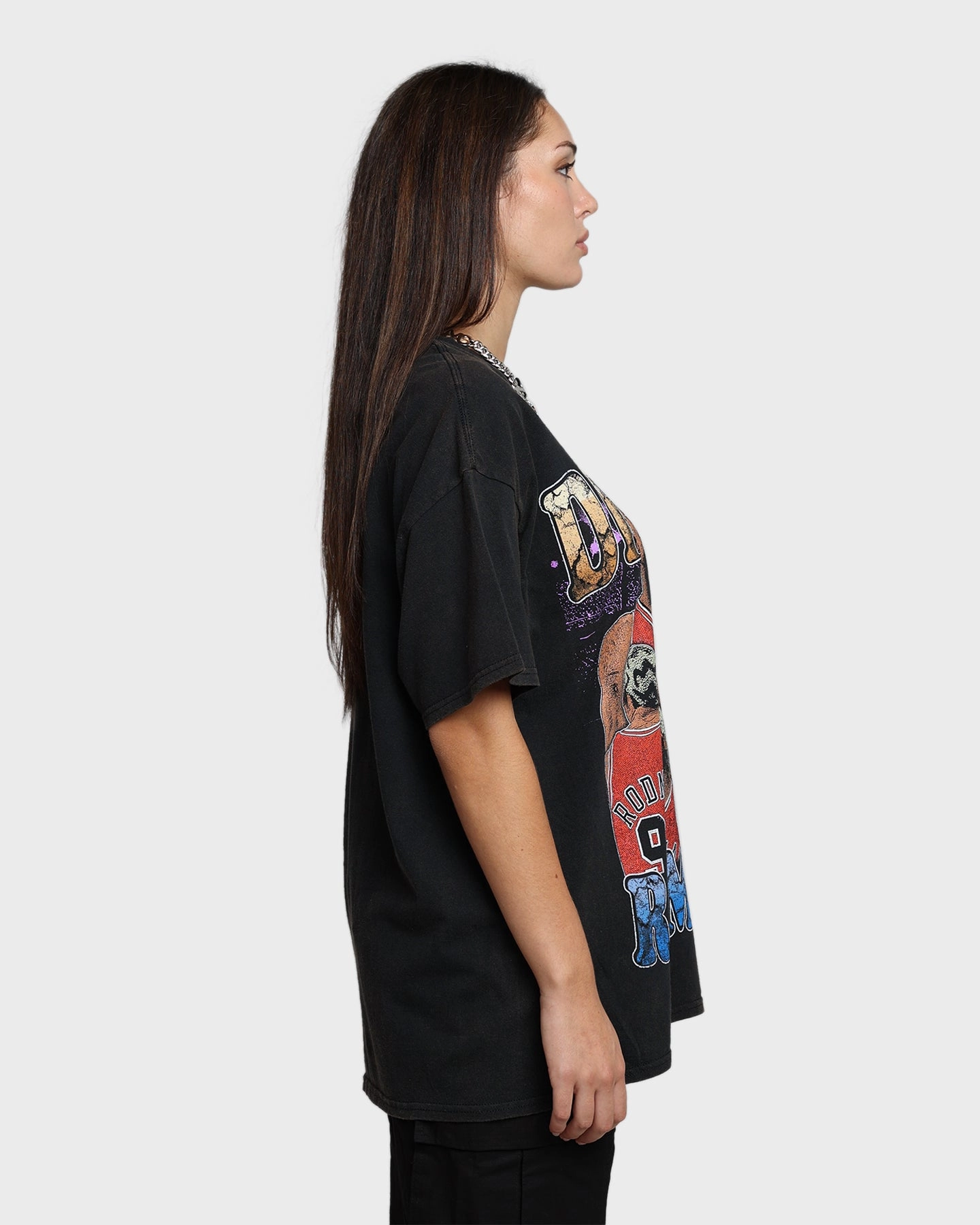Rodman Brand Cartoon Vintage T-Shirt Washed Black Smooth Finish Fit For All Day