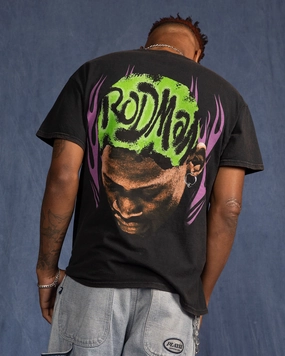 Minimal Style Trend Rodman Brand Metal Logo Vintage T-Shirt Black Wash