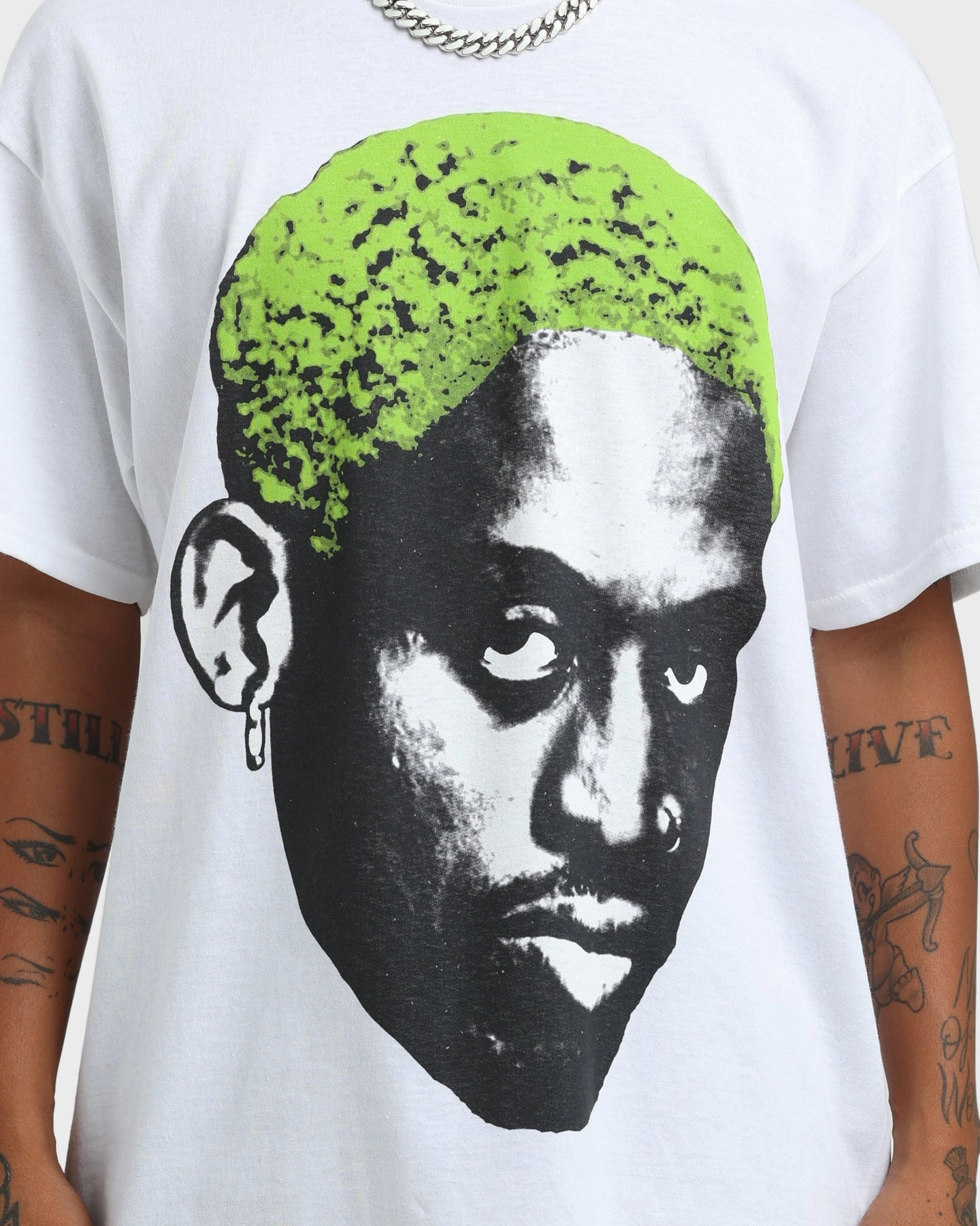 Casual Comfort Top athletic style Rodman Brand Rodman Face T-Shirt White