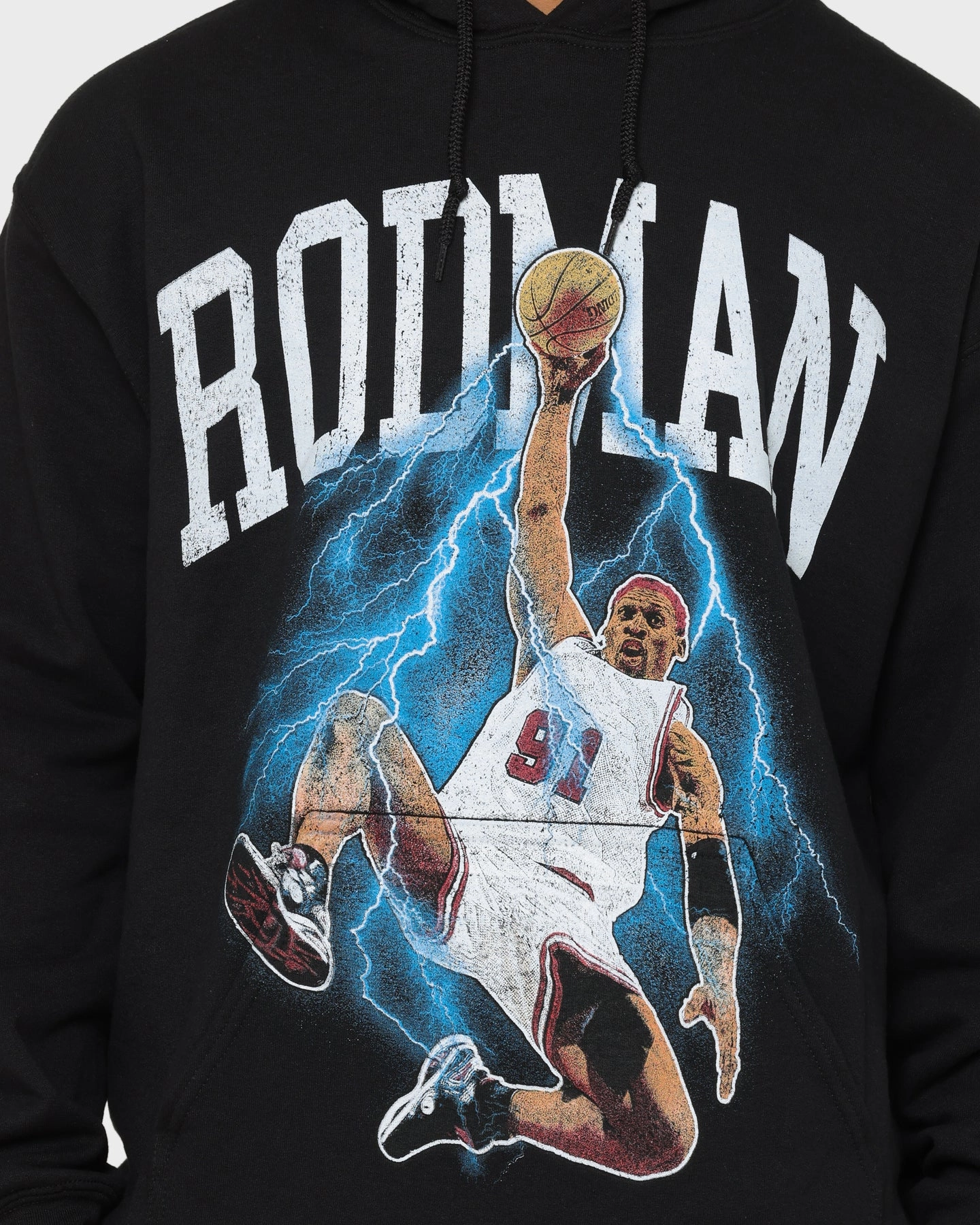 Durable Seams Eyeshadow Rodman Brand Rodman Glow Dunk Hoodie Black