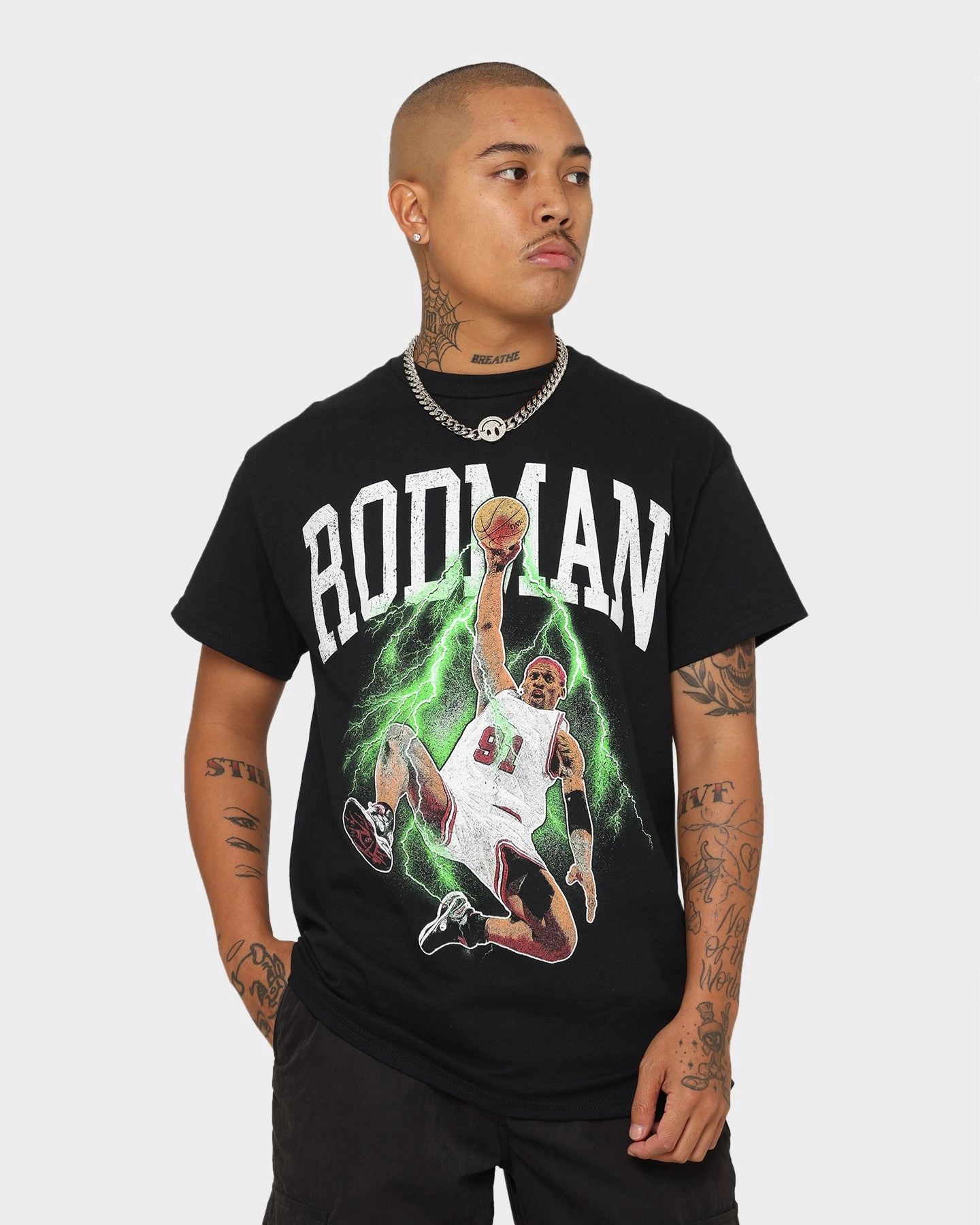 Rodman Brand Rodman Glow Dunk Vintage T-Shirt Black/Green Chic Comfort Style Timeless Comfort Wear