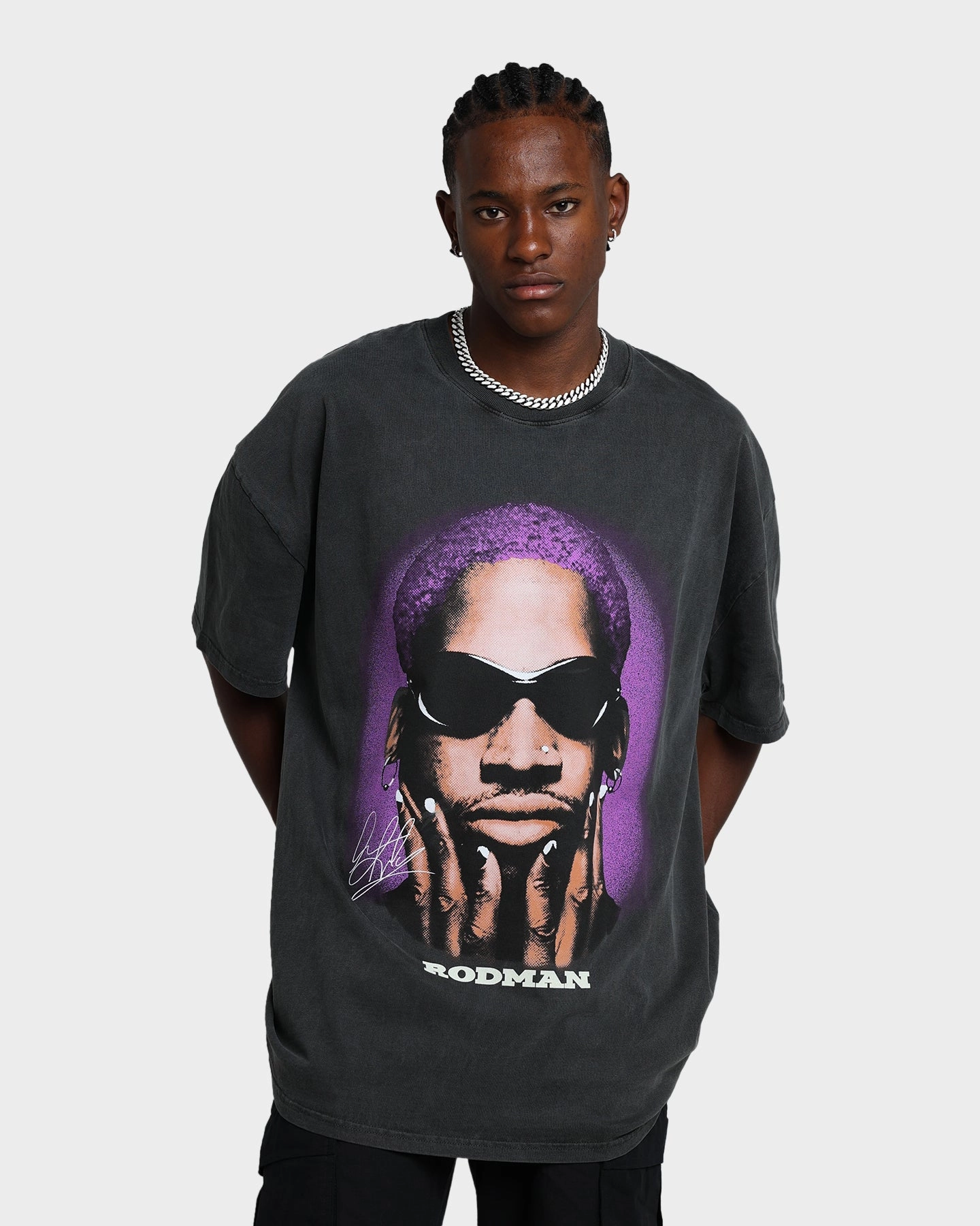 Colorfast Material Ribbed Neckline Rodman Brand Rodman Signature Vintage T-Shirt Vintage Black