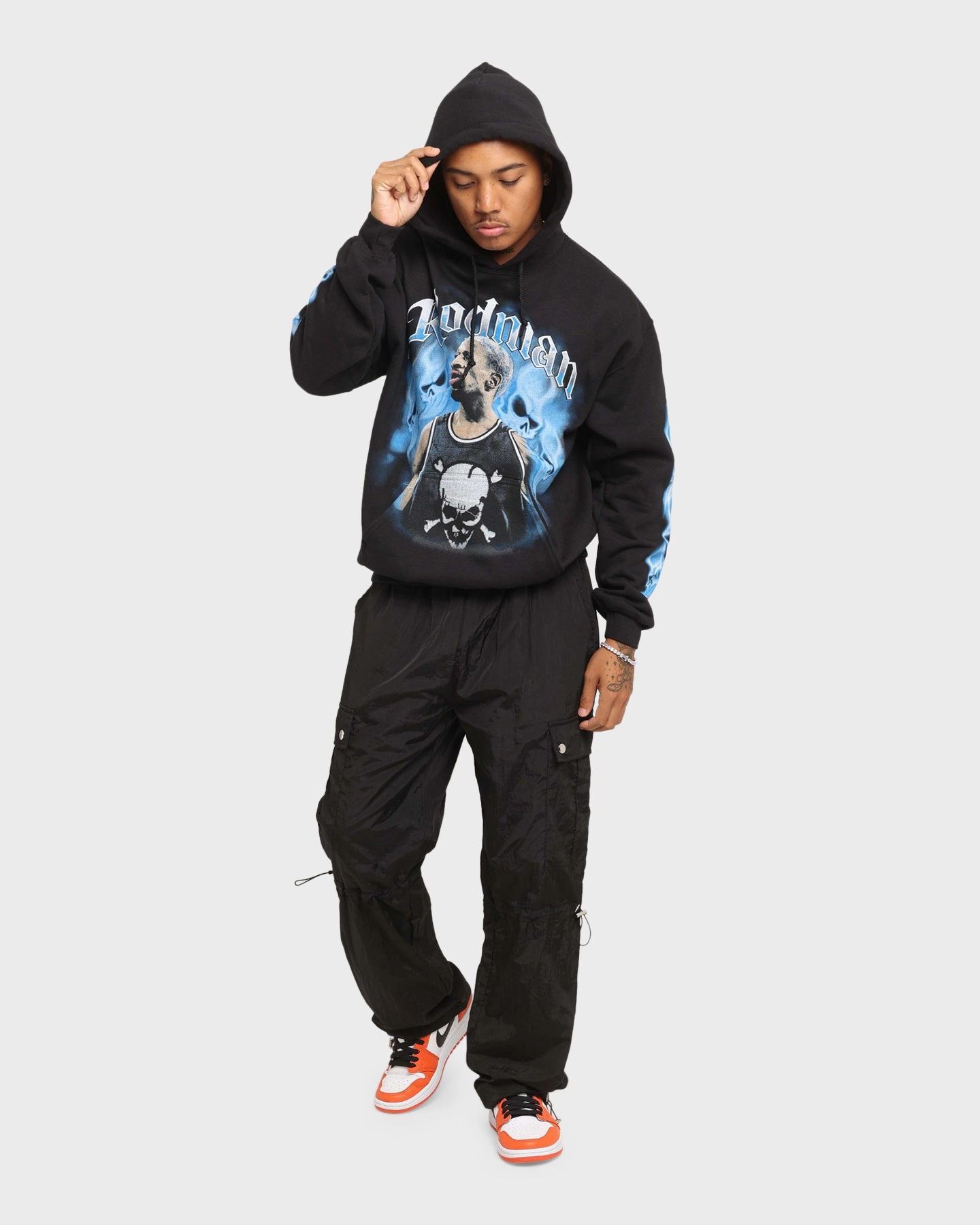 Dry clean only Rodman Brand Rodman Skulls Vintage Hoodie Black Wash