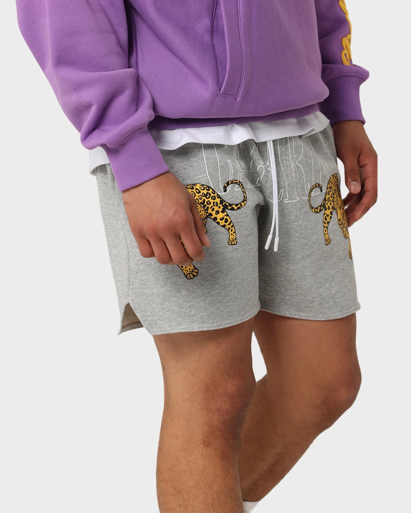 Carr?? Leo Sweat Short Grey Marle Non Restrictive Waistband colorful