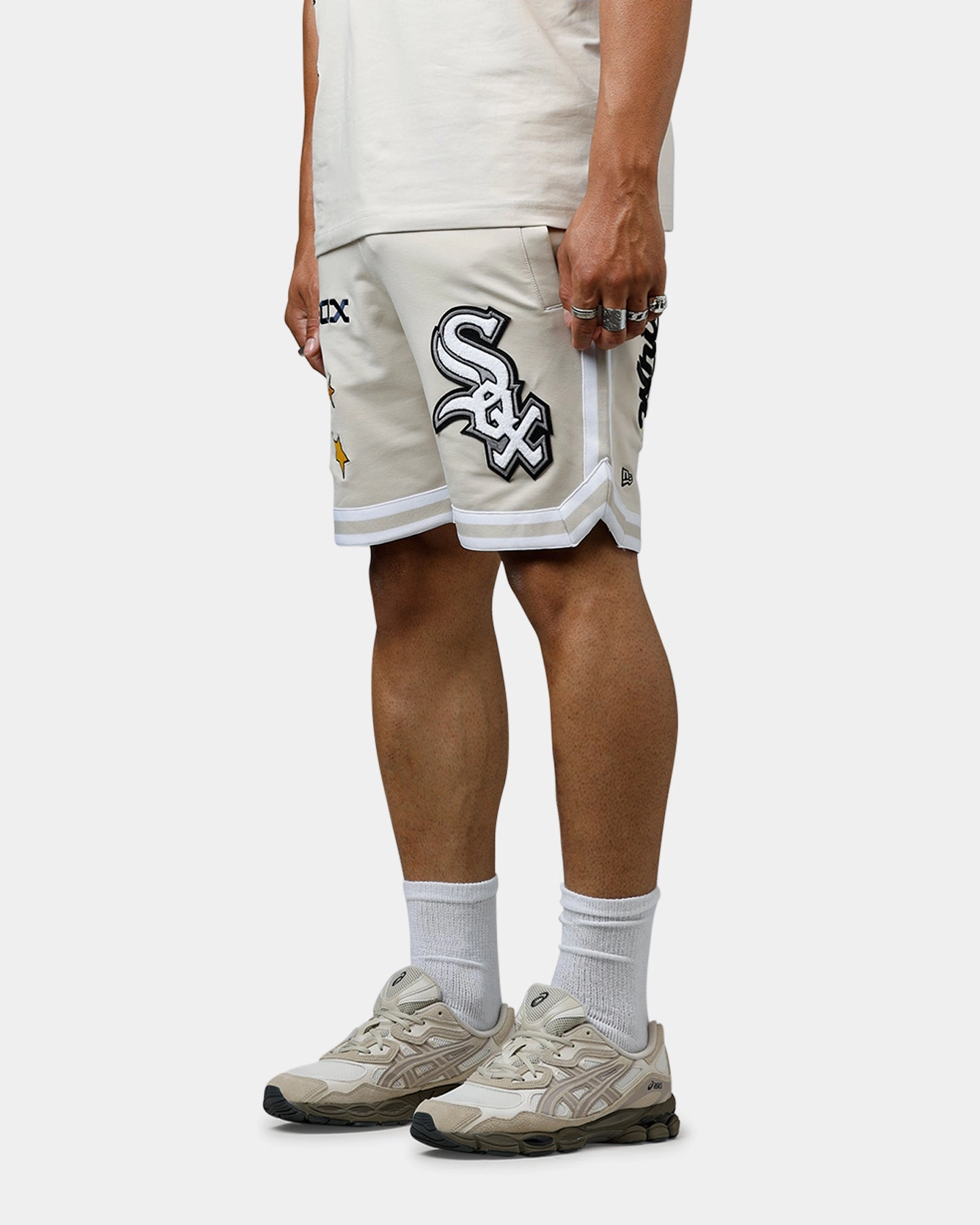 first day of school Home Style New Era Chicago White Sox 'Logo Select' Summer Shorts Stone