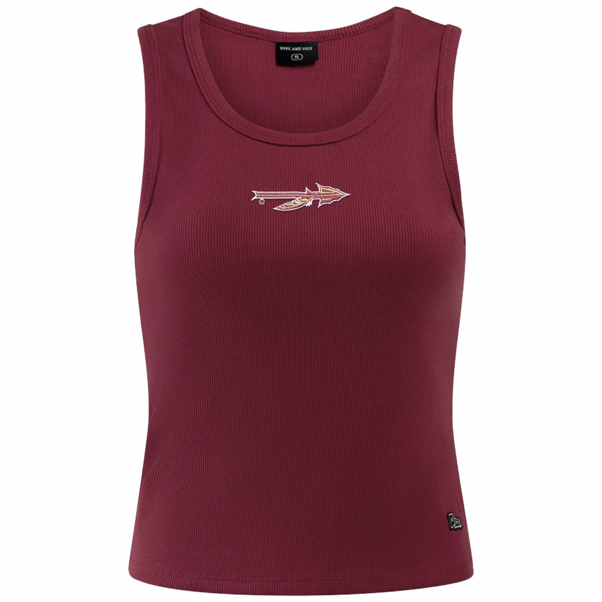 pollution - prevention function Hype & Vice Women's Spear Logo Ribbed Tank - Garnet
