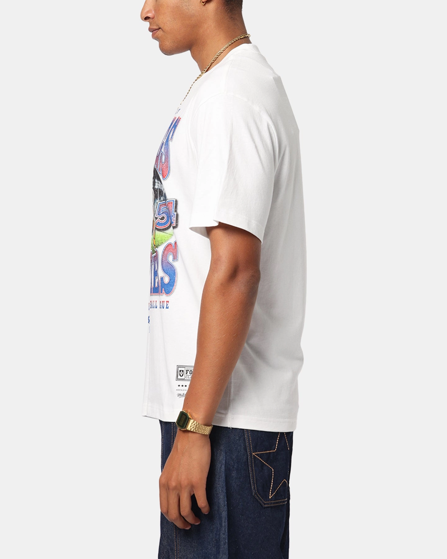 Relaxed Smart Street Casual Mitchell & Ness Western Bulldogs Mascot T-Shirt Vintage White