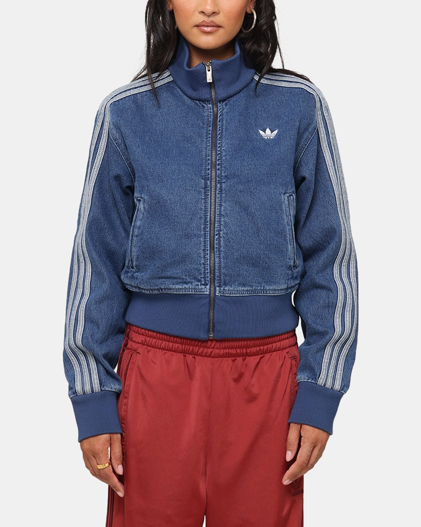 Breathable Material InsulatedLayer Adidas Women's Denim Track Jacket Indigo Denim