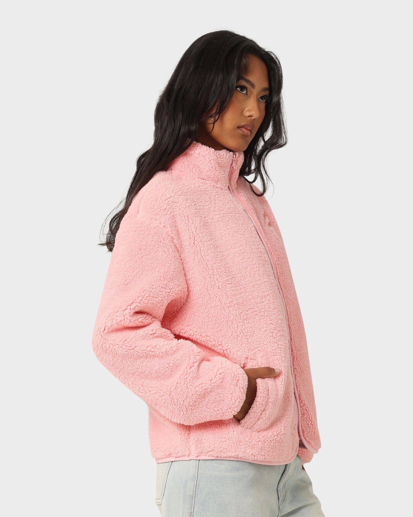 coastal Tommy Jeans Women's TJW Relaxed Signature Polar Zip Jacket Aloha Pink
