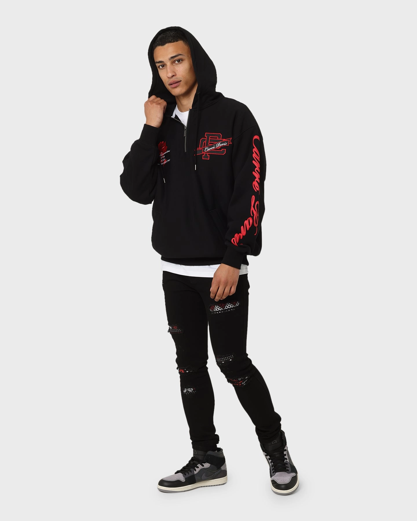 Carr?? Team Paris 3/4 ZIp Hoodie Black Symbol