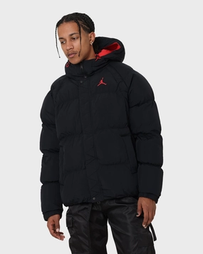 Jordan Essential Puffer Jacket Black/Fire Red Non Irritating Seams Instance