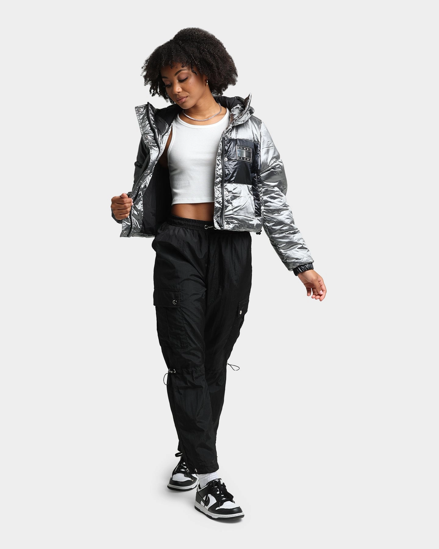 Talent Experiment Tommy Jeans Women's Colourblock Puffer Jacket Silver
