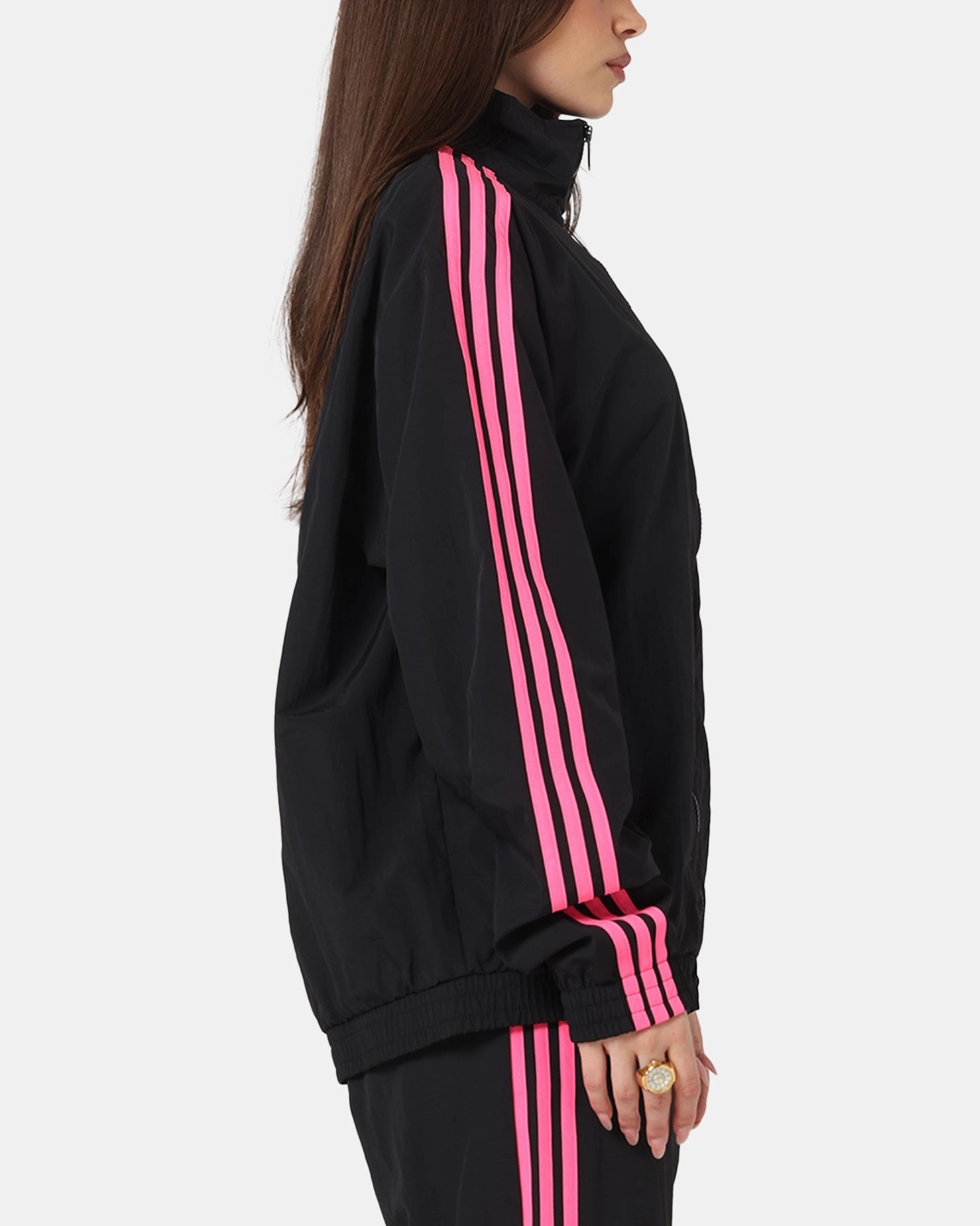 Adidas Firebird Track Jacket Black/Lucid Pink Durable Outerwear