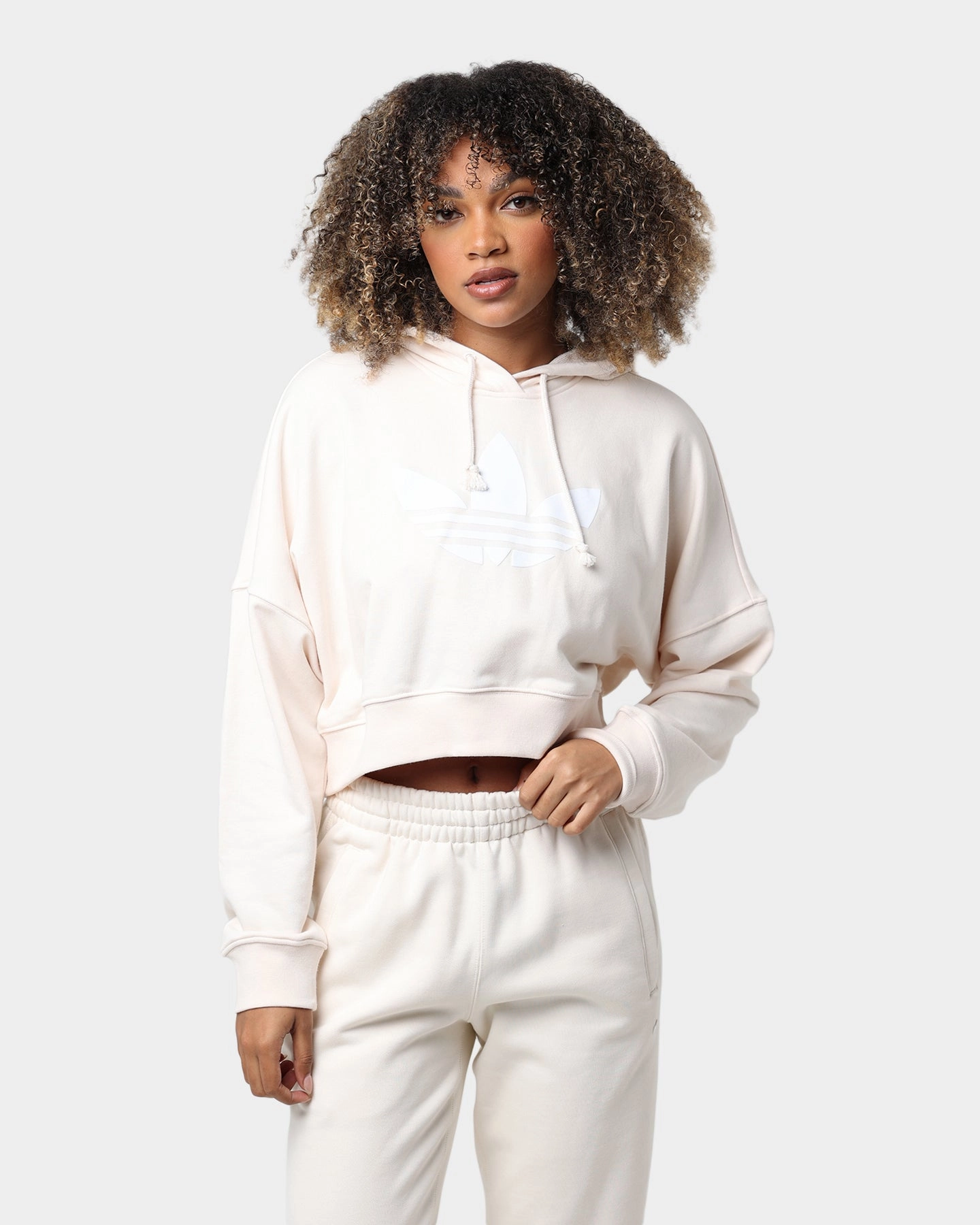 Adjustable Fit flight travel Adidas Women's Cropped Hoodie Wonder White