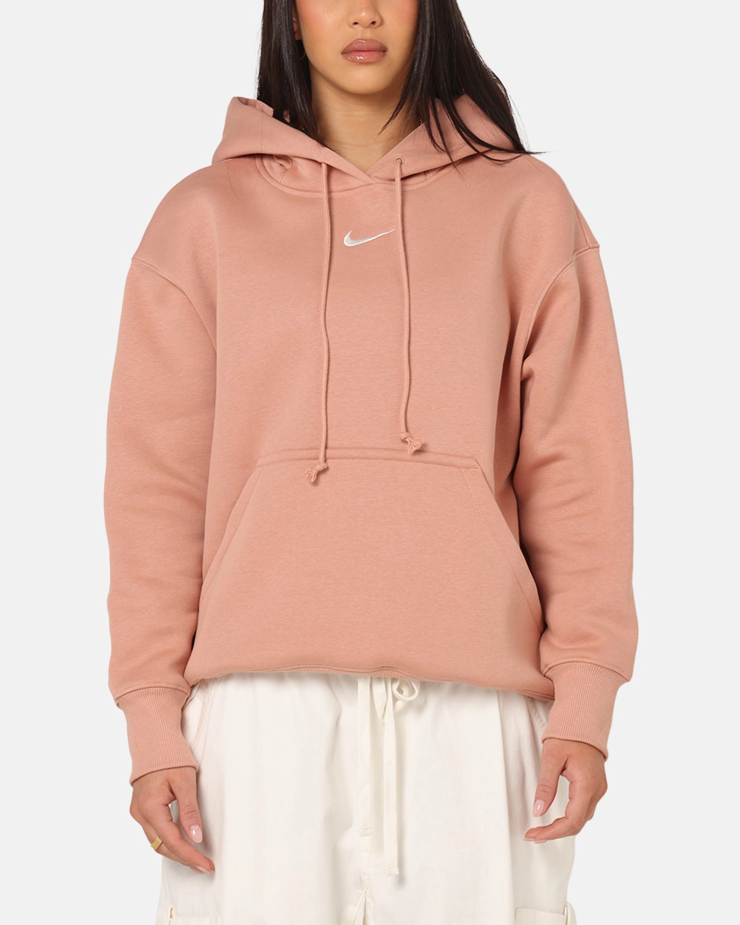 Nike Women's Sportswear Phoenix Fleece Oversized Pullover Hoodie Rose Gold snap-up Street Ready