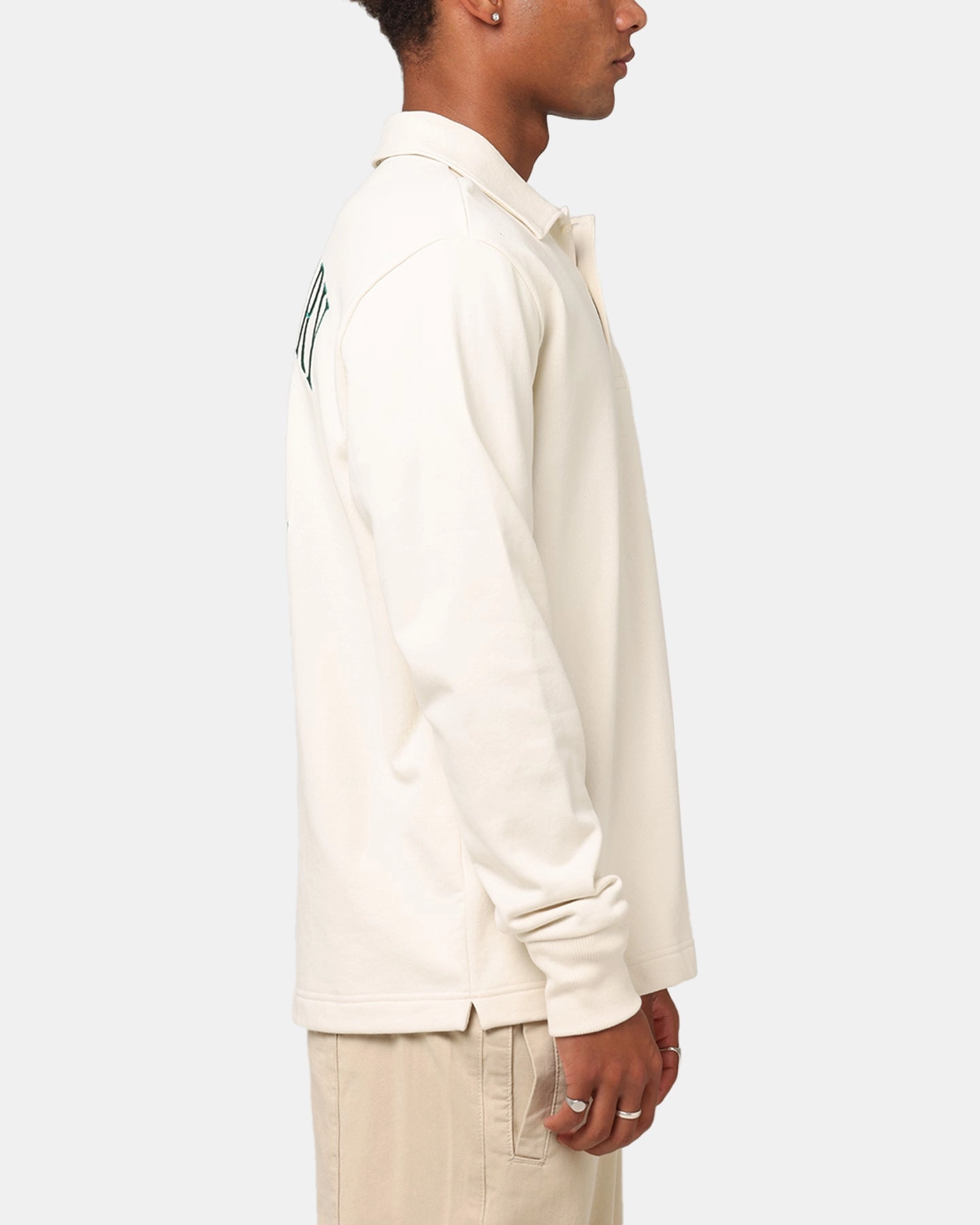 Clubhouse Attire Work Appropriate Fred Perry Embroidered Champion Collared Sweatshirt Ecru