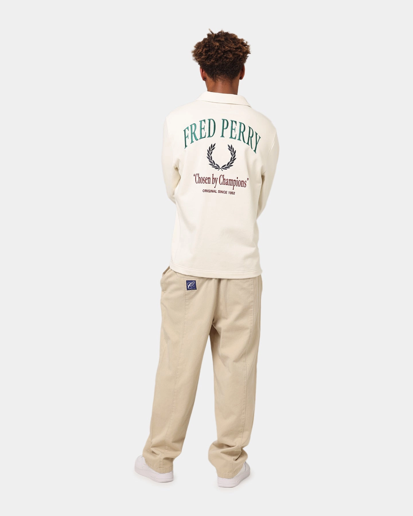 Business Event Colorfast Technology Fred Perry Embroidered Champion Collared Sweatshirt Ecru