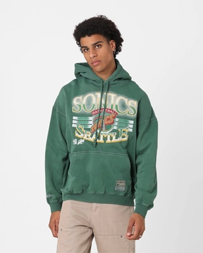 Double Stitched Edging Utility Mitchell & Ness Seattle SuperSonics Glow Arch Hoodie Green