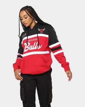 Mesh Backed Hood Slim Profile Mitchell & Ness Men's Chicago Bulls Head Coach Hoodie Black