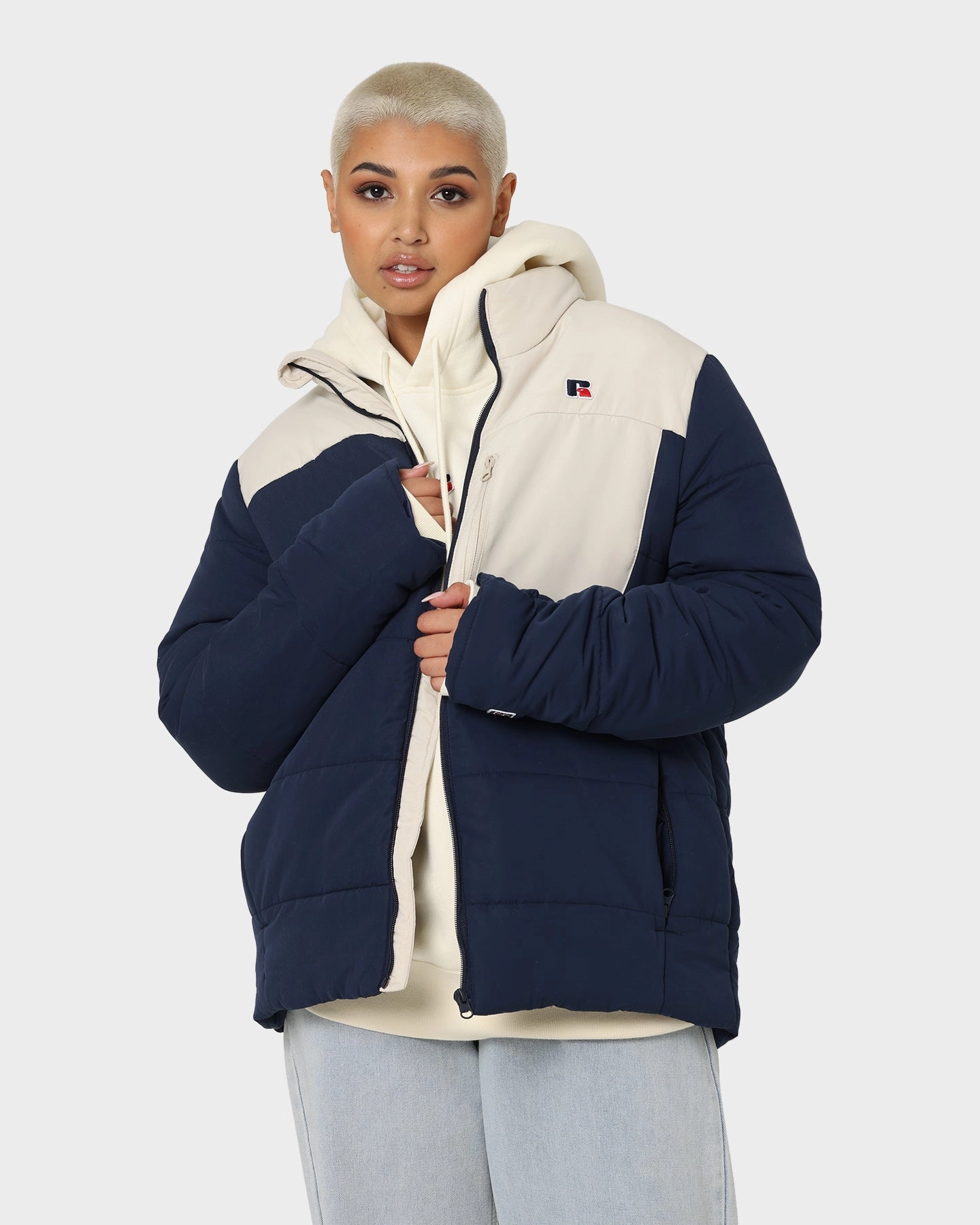 popular in Asia Russell Athletic Splinter Puffer Jacket Navy