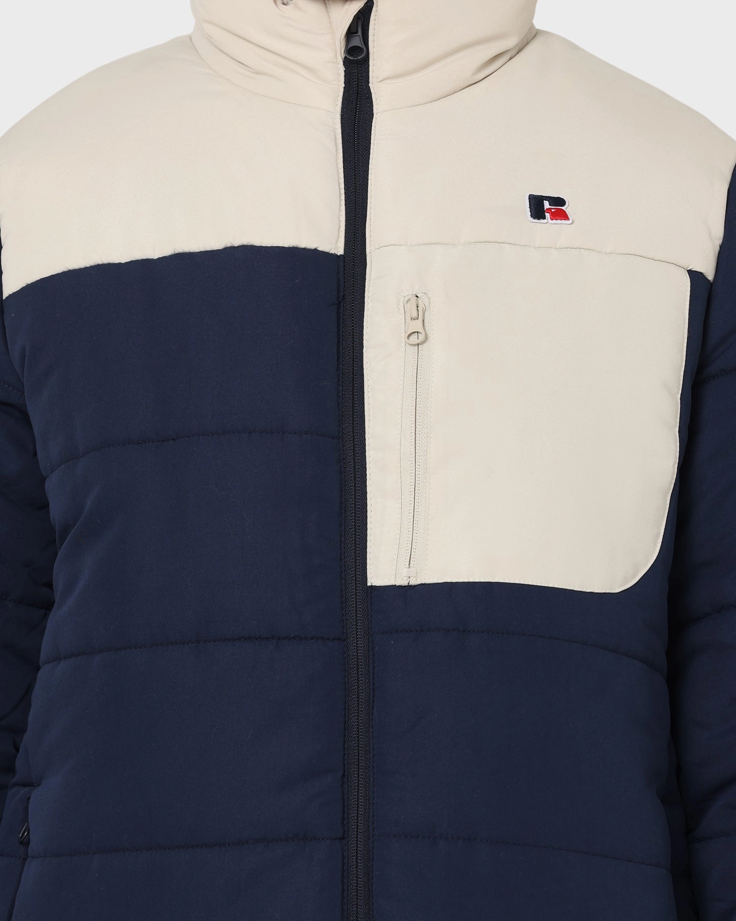 Russell Athletic Splinter Puffer Jacket Navy Flexible Quilted Panels
