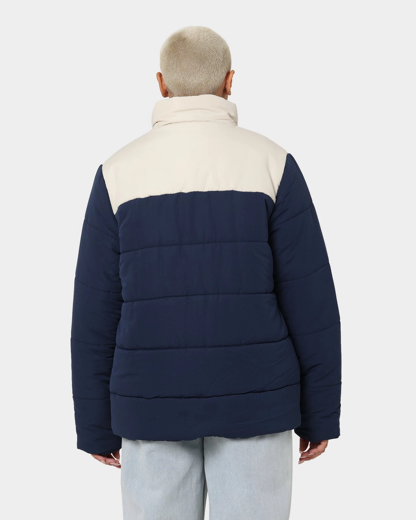 petite size Russell Athletic Splinter Puffer Jacket Navy