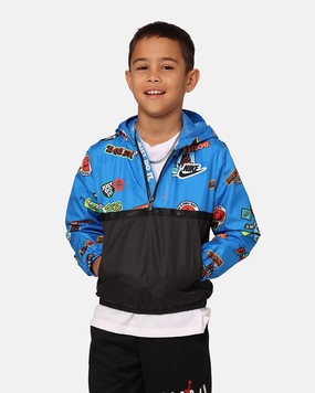 Nike Kids' Half-Zip Print Blocked Anorak Jacket Light Photo Blue upcycled design