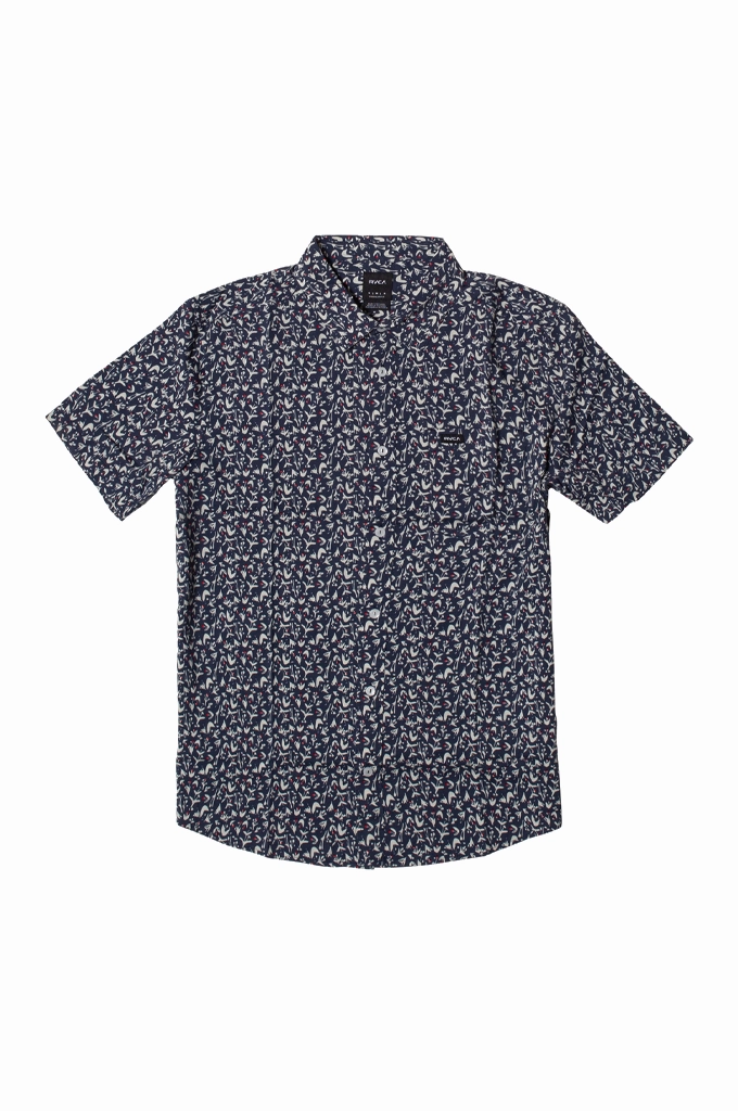 RVCA Bushwalk Short Sleeve Shirt Stretchable Material Autumn Look