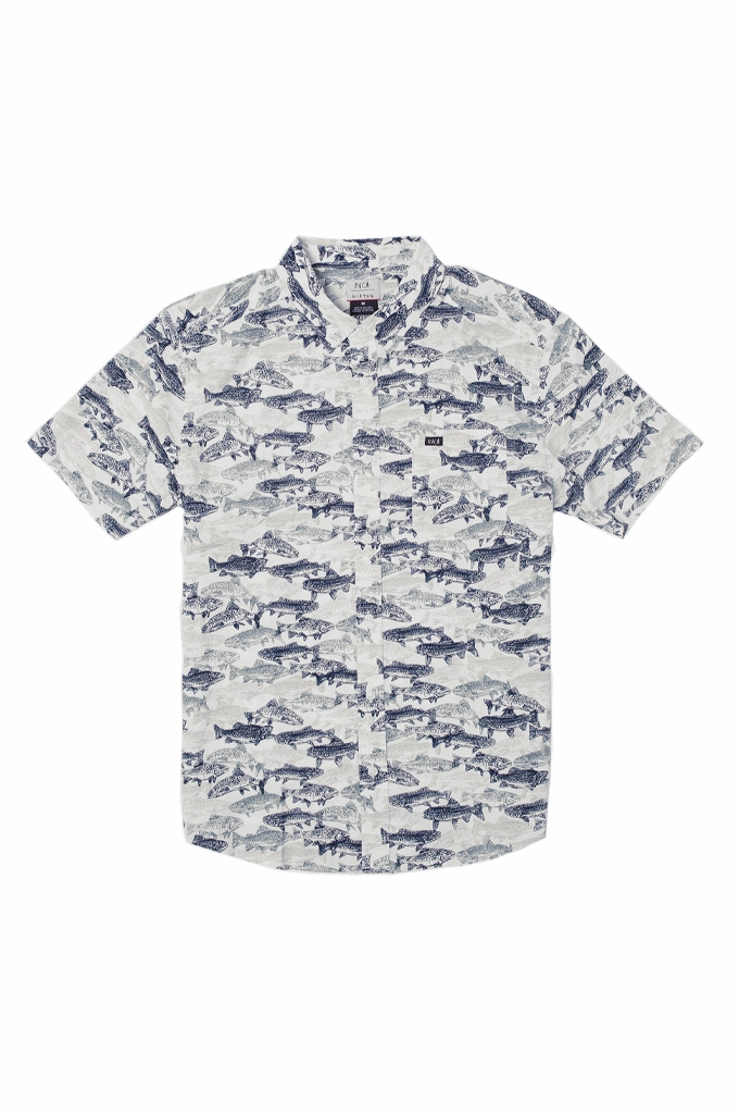 Checkered Look RVCA Horton Fish Woven Short Sleeve Shirt