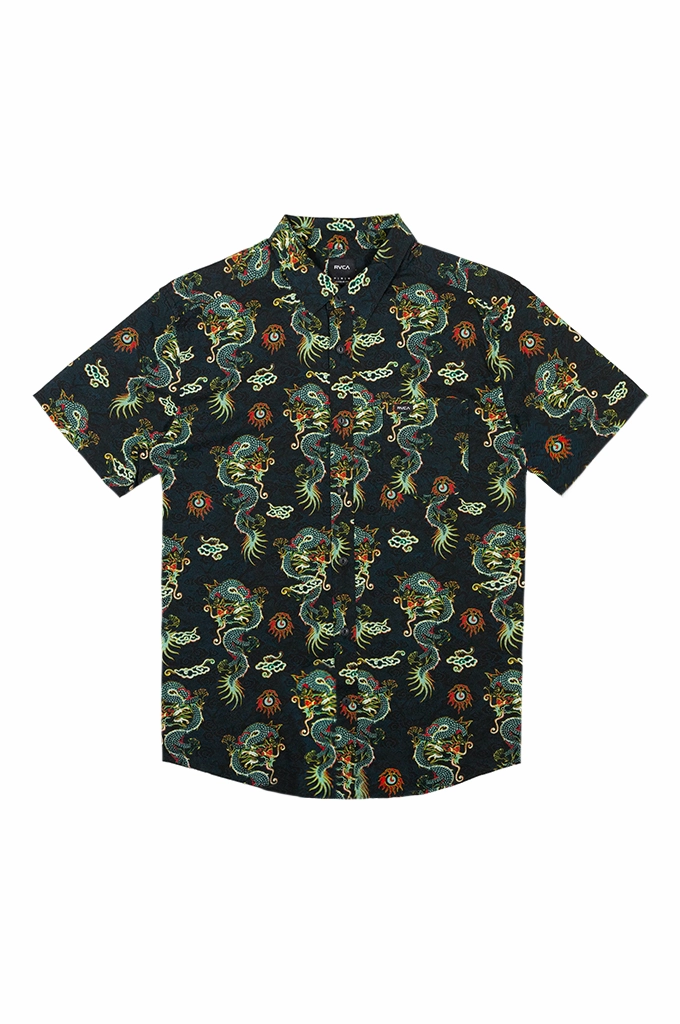 Non Iron Fabric RVCA Neon Dragon Short Sleeve Shirt