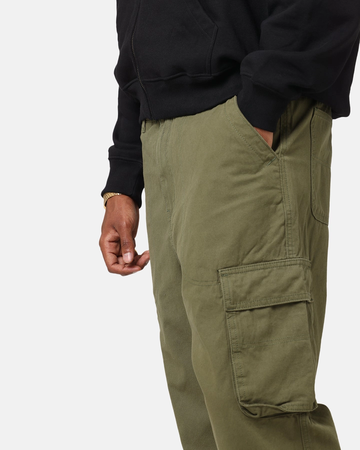 WrinkleFreeFabric Gripper Waistband S Double Cargo Work Pant Army