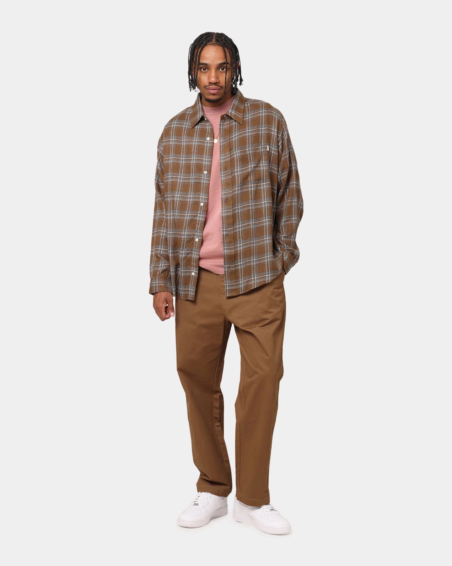 S Double Chino Pant Twill Brown Breath Friendly