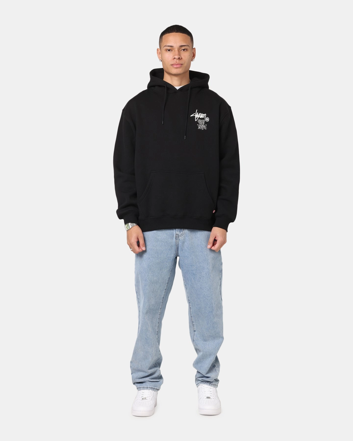 S Double Choose Your Weapon Hoodie Black Versatile Style Wind Resistant Front