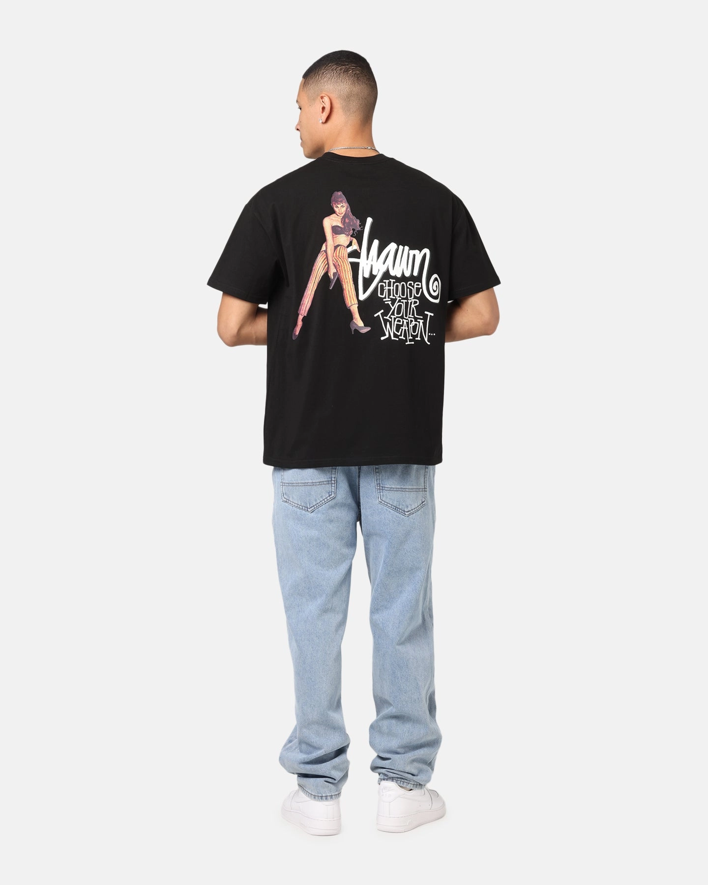S Double Choose Your Weapon T-Shirt Washed Black Versatile Comfort Wear