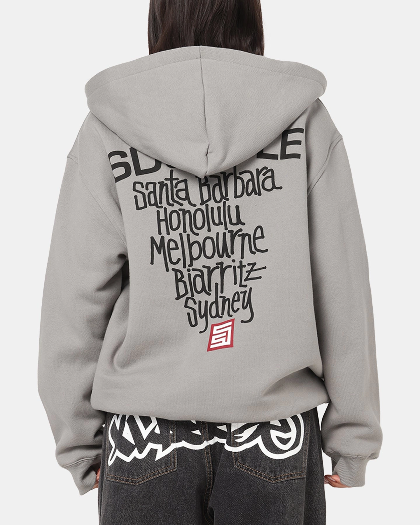 S Double Cities Zip Through Hoodie Stone Panama