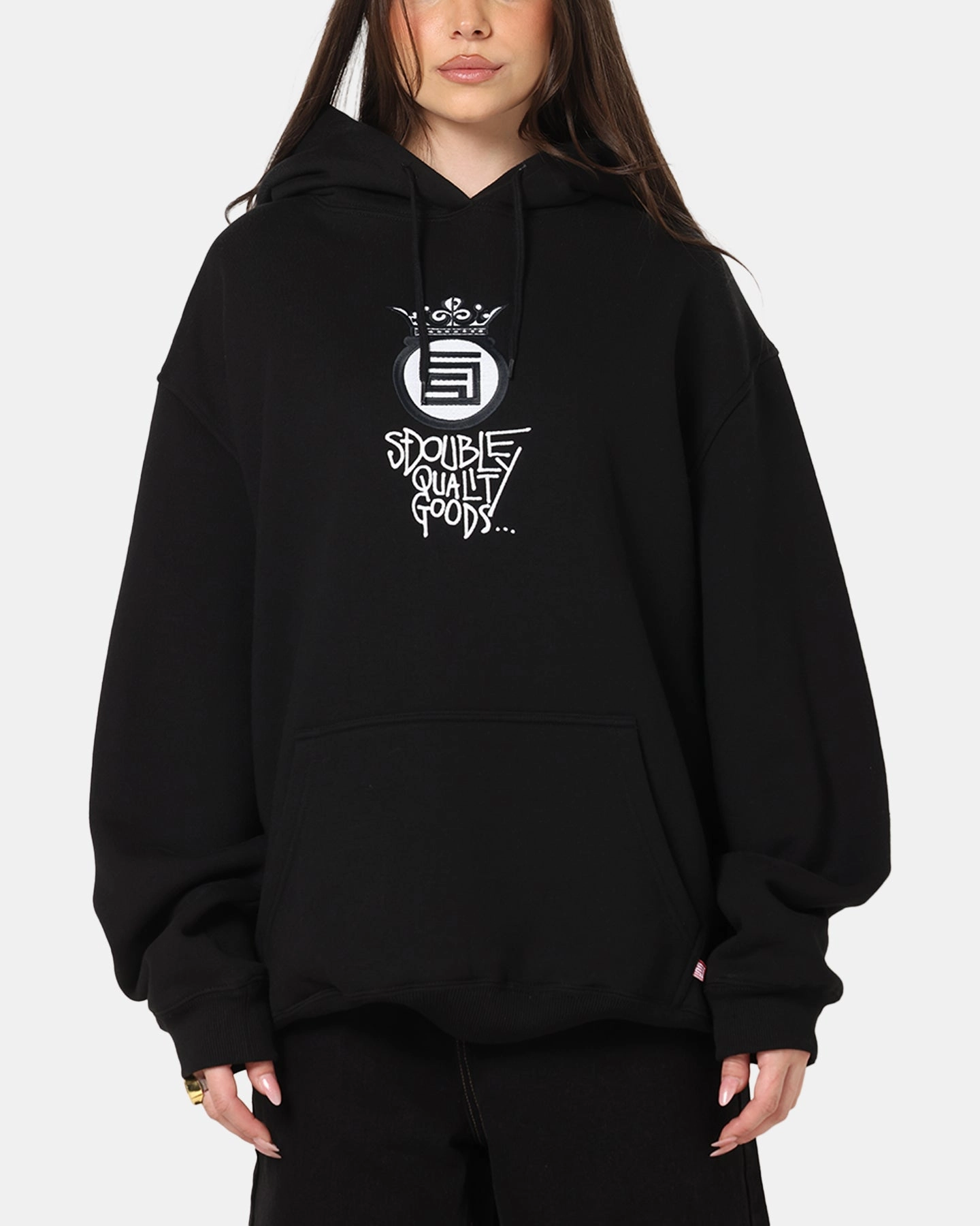 S Double Crown Dot Hoodie Black Range YKK Zipper