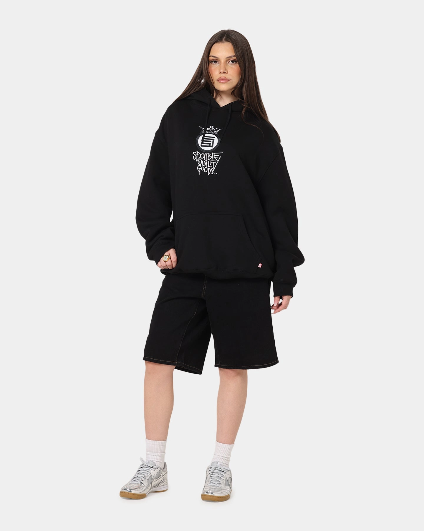 S Double Crown Dot Hoodie Black Respect hunting