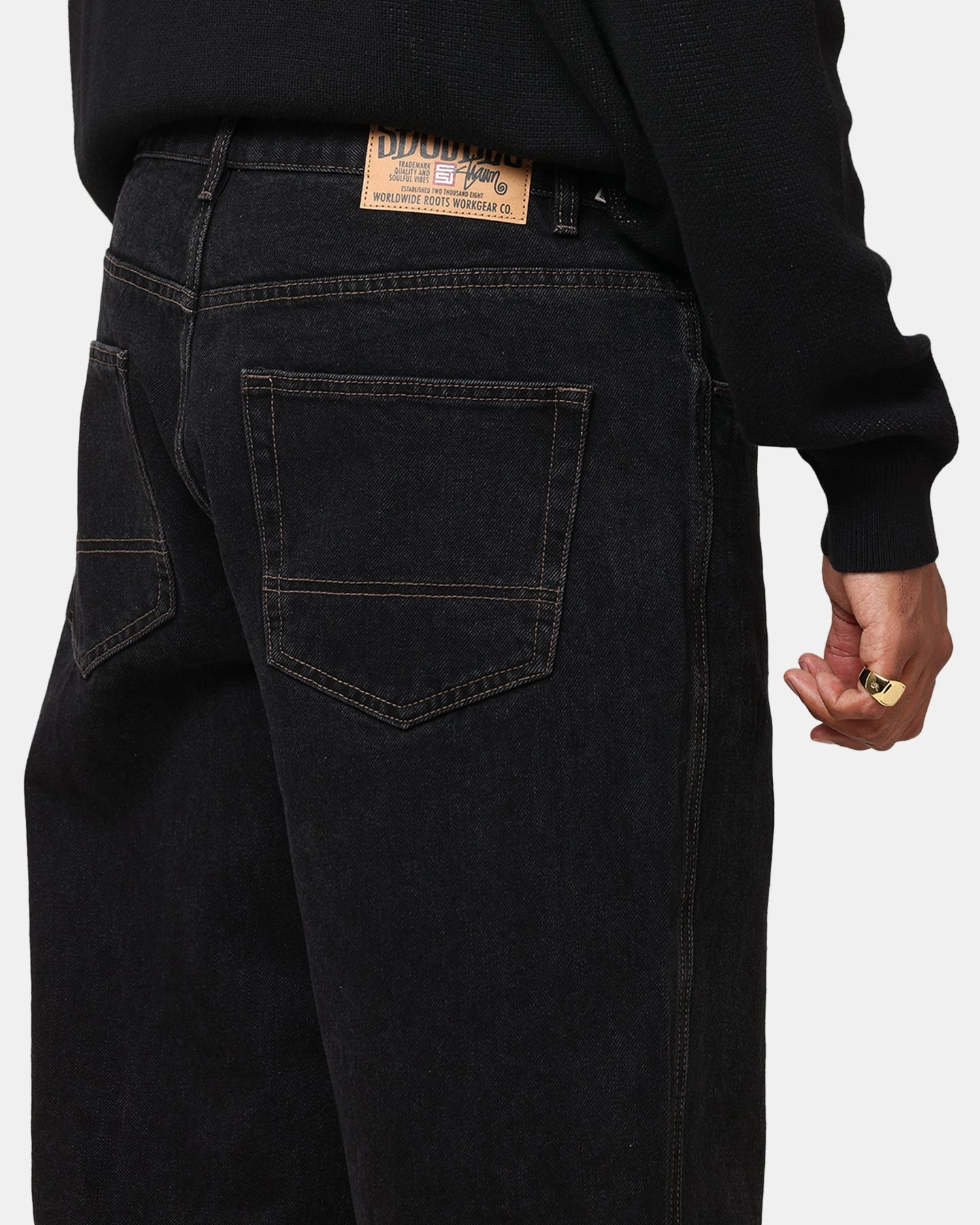 Premium Party Look Work Meeting Beach Day S Double Denim Standard Jeans Black Wash