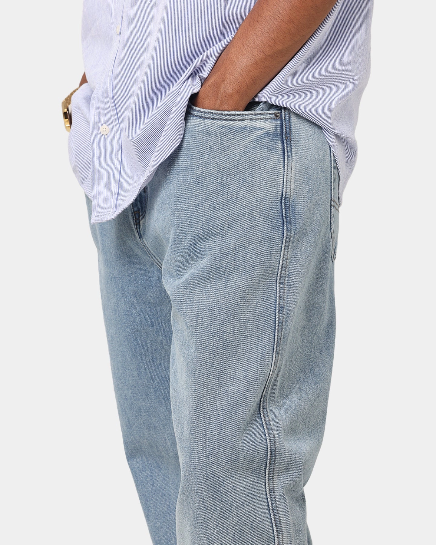Smooth Texture S Double Denim Standard Jeans Denim Fade
