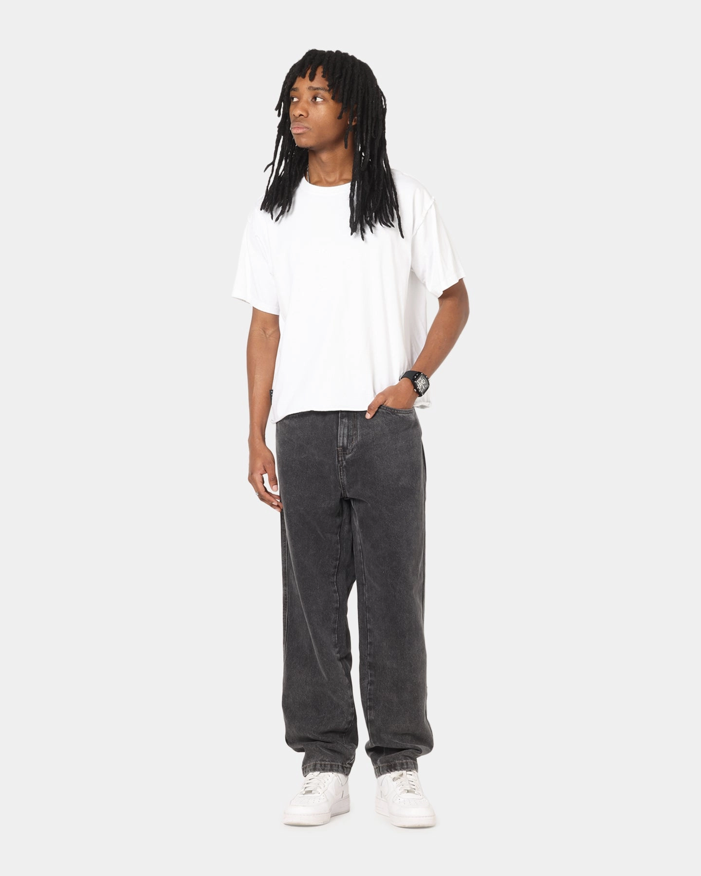 S Double Denim Standard Jeans Faded Black Casual Friday Durable Athlete Fit Modern Minimalist Fashion Lover