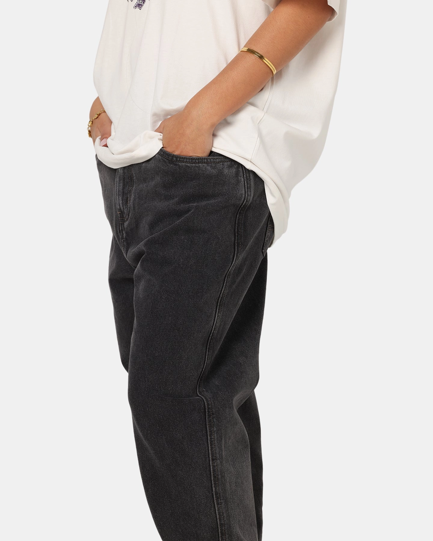 S Double Denim Standard Jeans Faded Black Date Night Sustainable