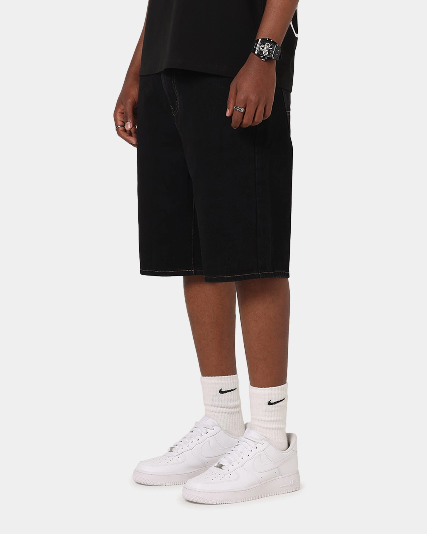 Denim shorts S Double Denim Standard Shorts Black Rinse