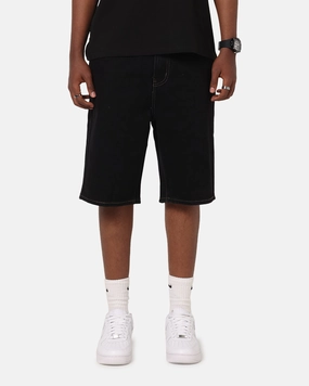 S Double Denim Standard Shorts Black Rinse Concert wear