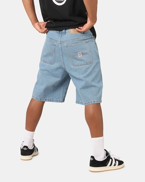 S Double Denim Standard Shorts Mid Blue Lightweight Construction