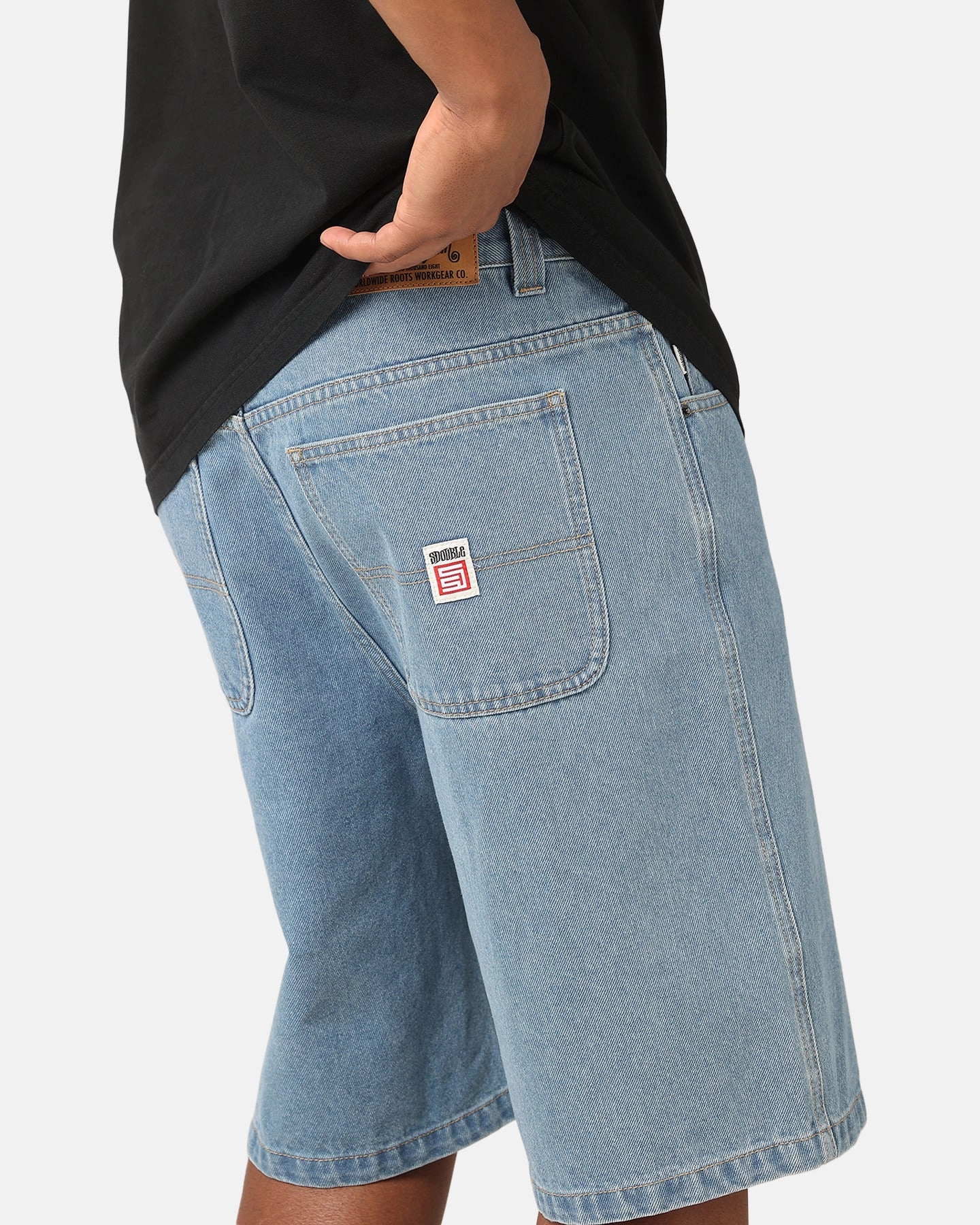 hang dry Lightweight Feel S Double Denim Standard Shorts Mid Blue