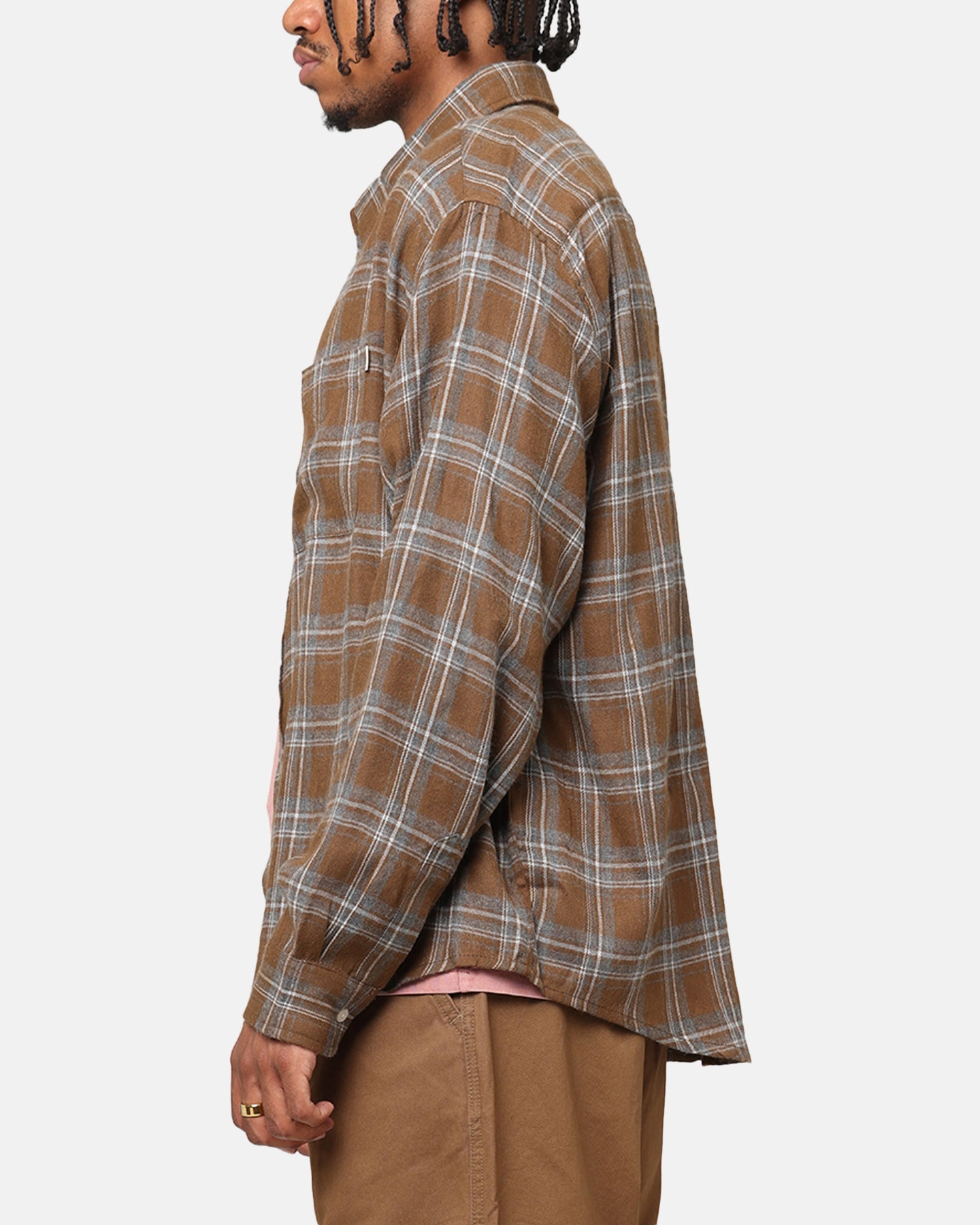 S Double Duty Plaid Long Sleeve Shirt Brown Outdoor Adventure